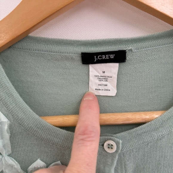 J. Crew Floral Appliqué Jackie Cardigan Mint Green Medium - Picture 5 of 6